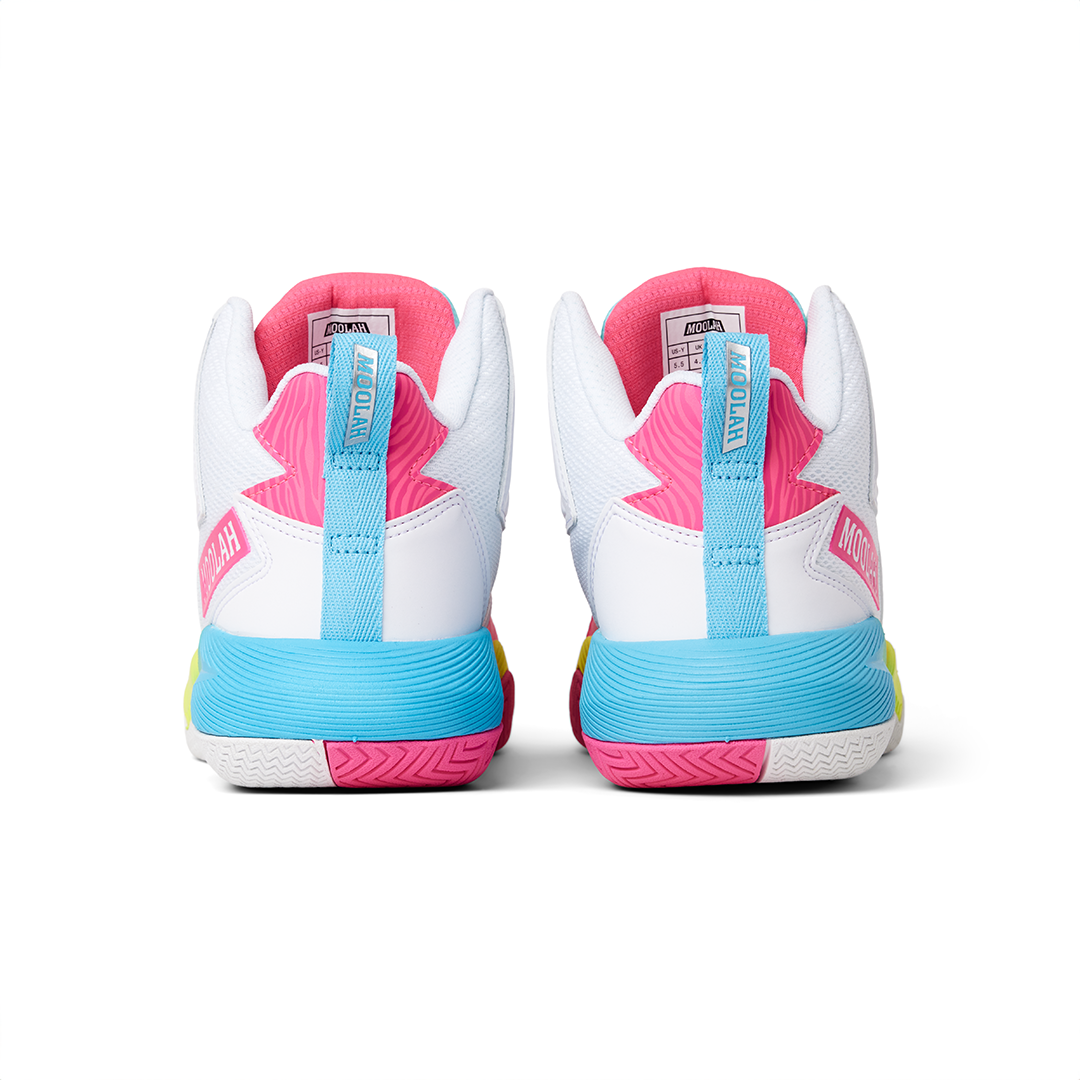 Pink White Basketball Shoes With Rainbow Bottom Adidas Own The